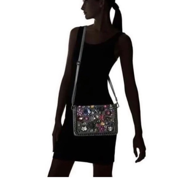 Aldo Sequin Embellishment Shoulder
messenger Crossbody Black Handbag NWOT - Picture 4 of 8